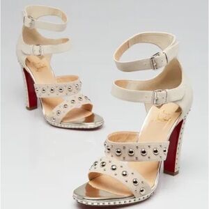 CHRISTIAN LOUBOUTIN
Beige Leather And Suede Decodame 120 Heels Size 9/39.5